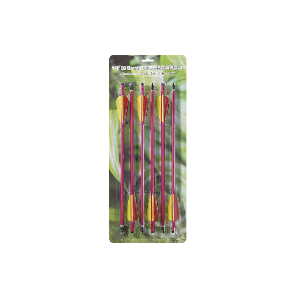 Man Kung 14 inch aluminium crossbow bolts red 6-pack (Ø8mm)